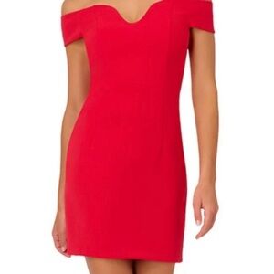 Liv Foster Red Classy Off Shoulder Special Occasion Cocktail Dress Size 6